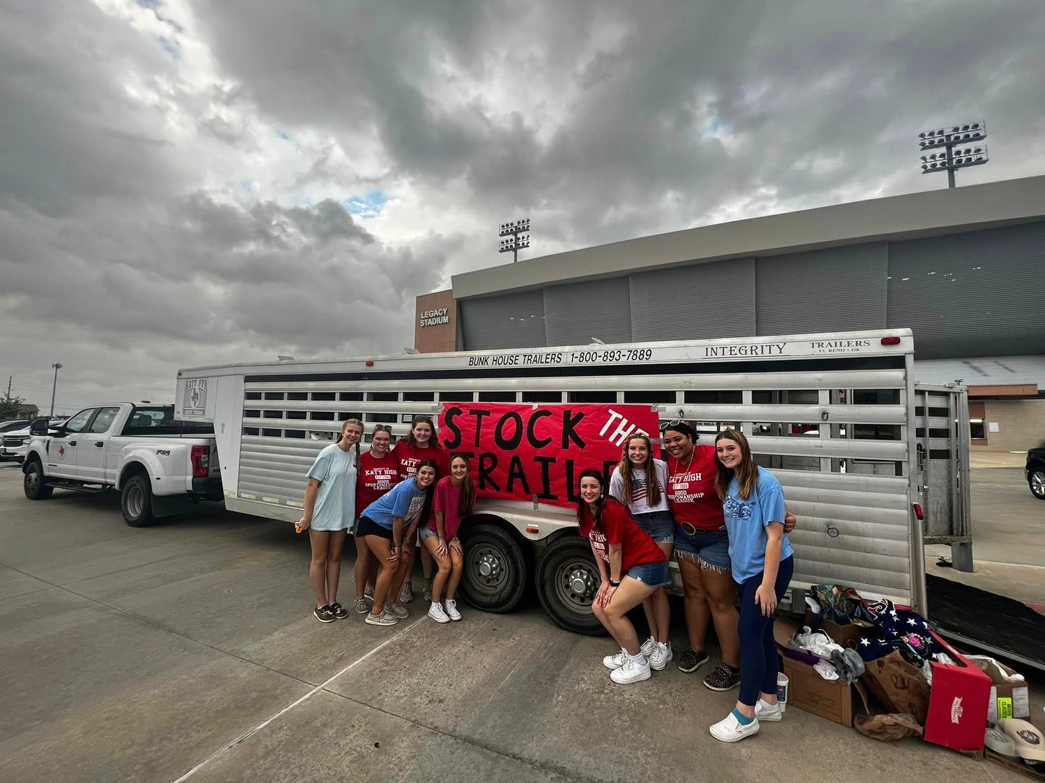 FFA members from Katy and Taylor high schools teamed up to collect and donate over 8,700 items to Katy Christian Ministries through their Stock the Trailer event.